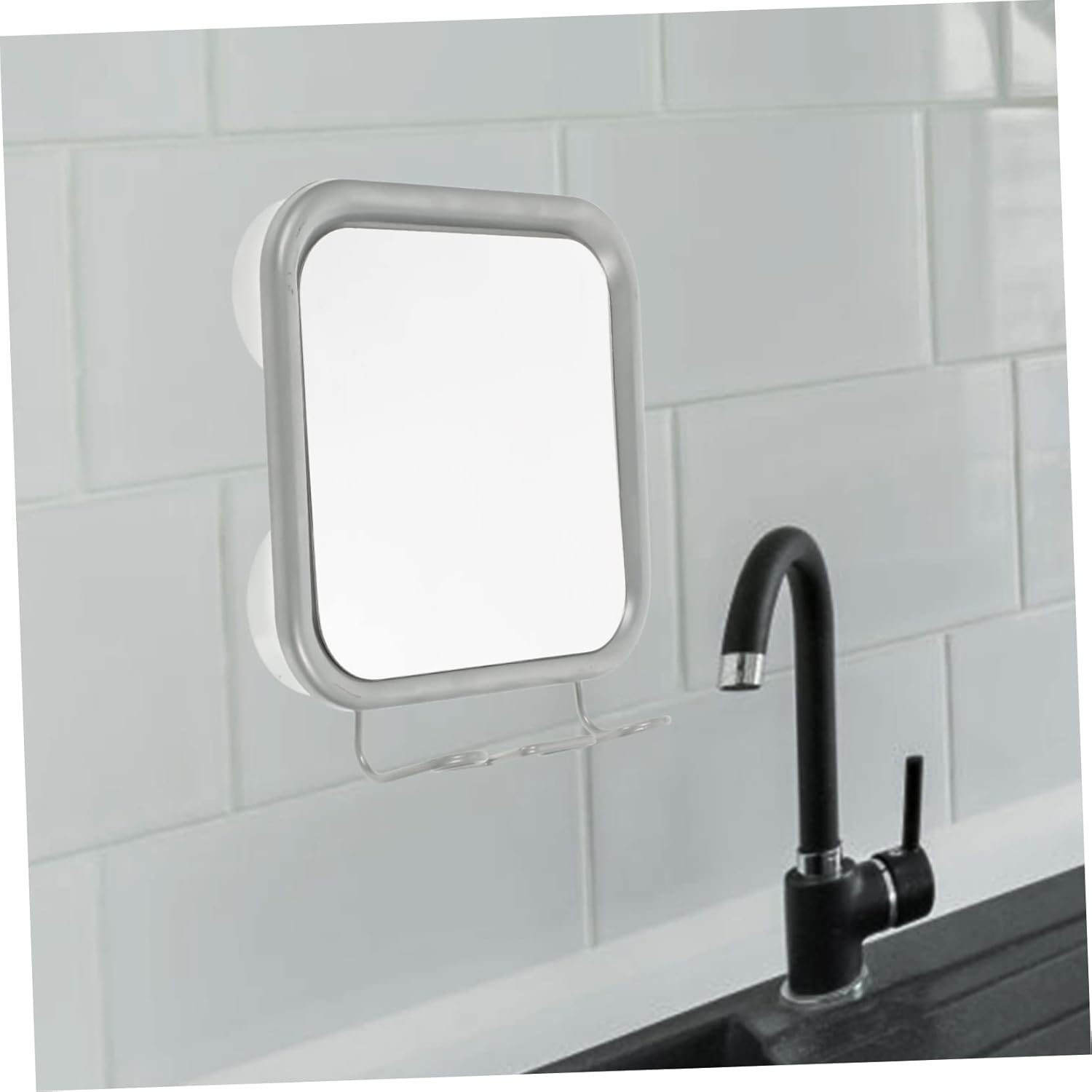 Yardwe Hook Vanity Mirror for Shower Shaving Anti Fog Mirror