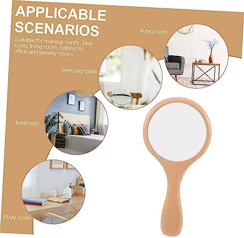 Portable Wooden Makeup Mirror with Retro Design 1