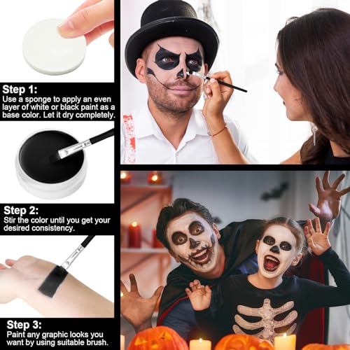 GCCL Black White Face Paint Set - 247 oz Professional Kit