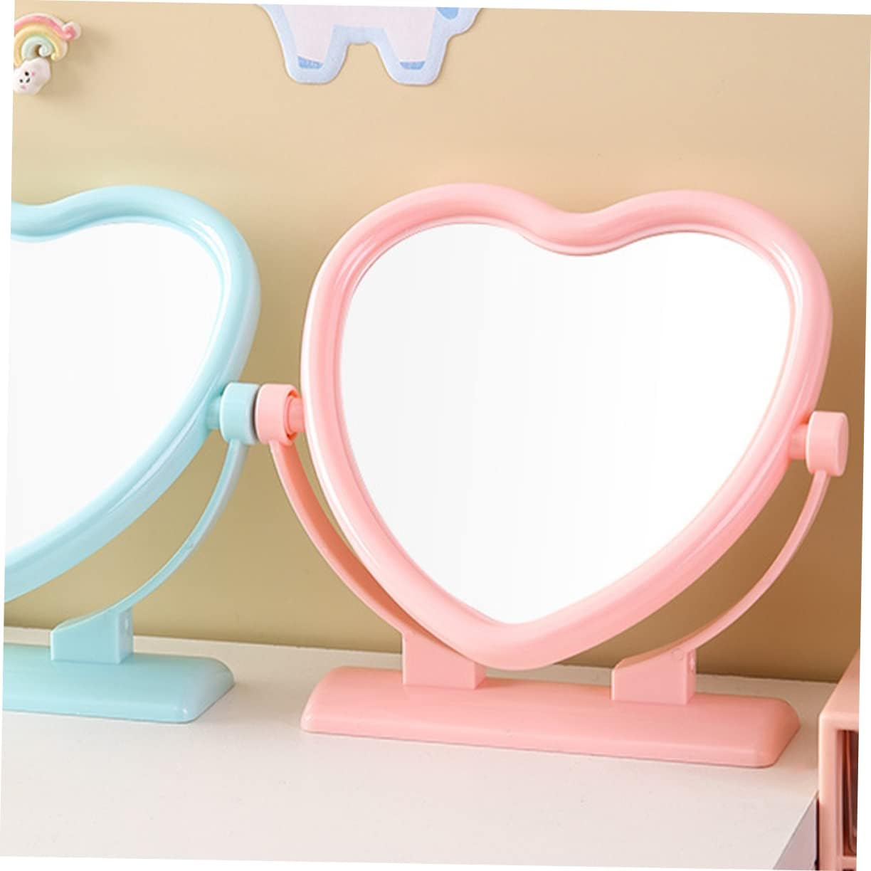 VALICLUD Heart Shaped Double Sided Makeup Mirror Portable