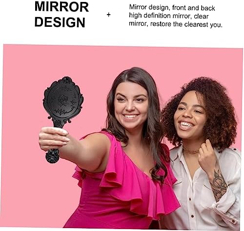 FRCOLOR 2pcs Portable Makeup Mirror Retro Style