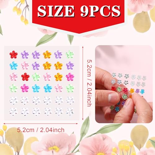 9 Sheets Self Adhesive Face Gems Stickers