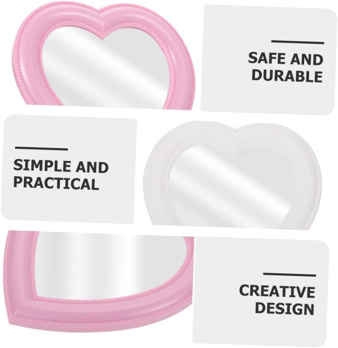 2pcs Heart-Shaped Makeup Mirror for Desktop Wall Mount Use