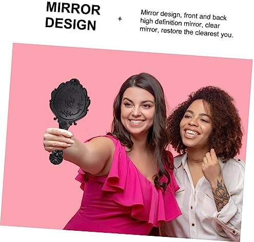 2pcs Retro Gold Frame Makeup Mirror Portable