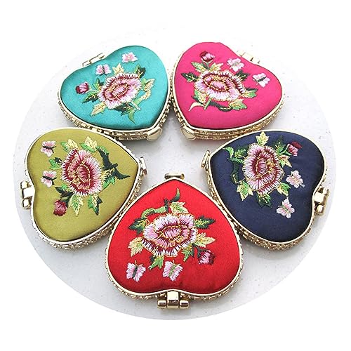 Beavorty Compact Portable Mini Makeup Mirror Double-Sided Heart Design