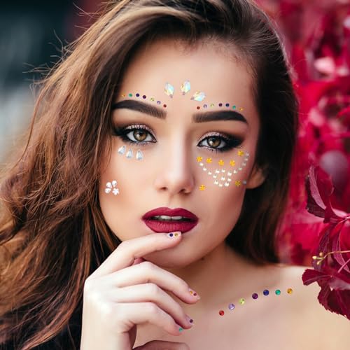 9 Sheets Self Adhesive Face Gems Stickers