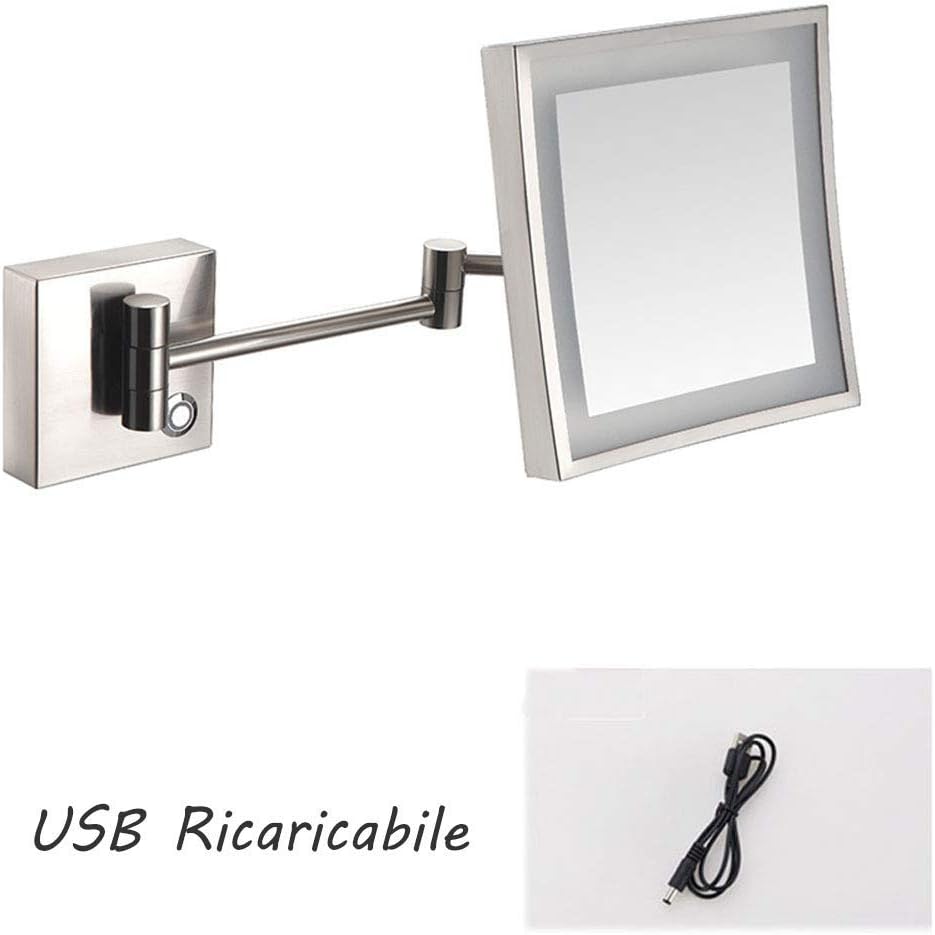 LCARY Wall Mounted Makeup Mirror with 3X Magnification and Lights