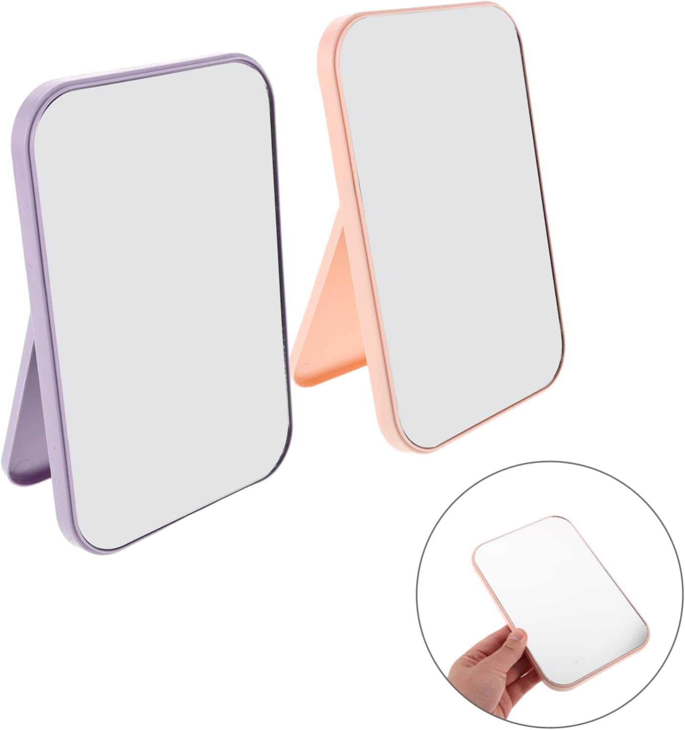 2pcs Portable Makeup Mirror with Wall Mount and Desktop Stand 1