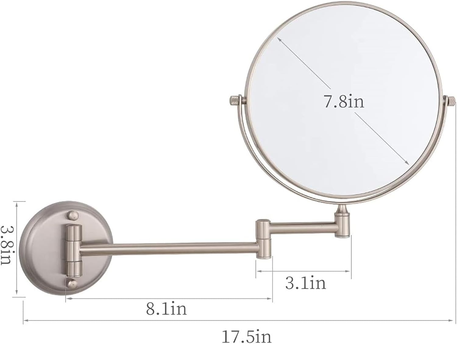 Wall Mounted Lighted Makeup Mirror with Nickel Finish and 360 Swivel