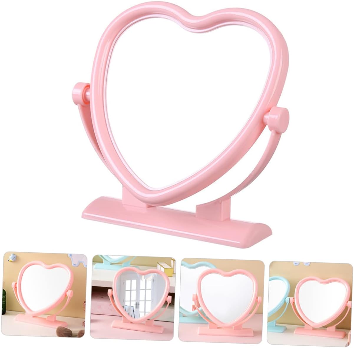 Heart Shaped Double Sided Vanity Mirror Compact Tabletop
