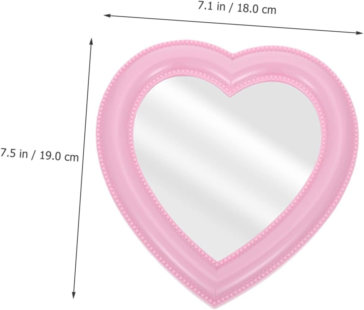 CRILSTYLEO Heart Shaped Makeup Mirror 2pcs Wall Mount Tabletop White Pink