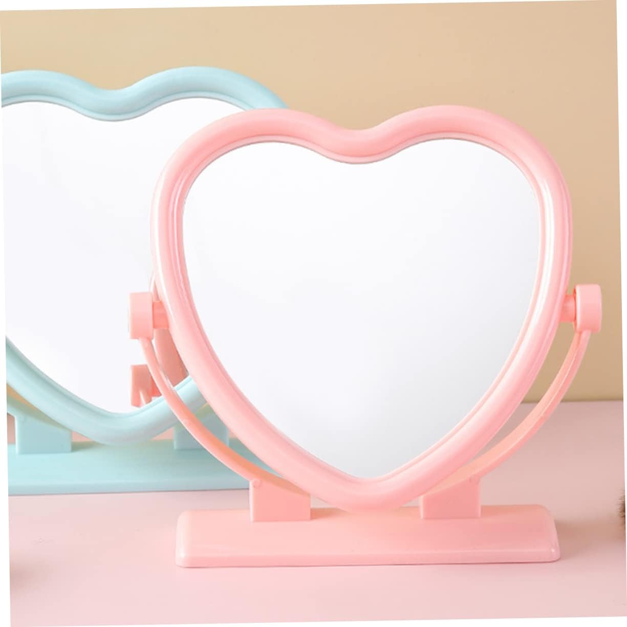 VALICLUD Heart Shaped Double Sided Makeup Mirror Portable
