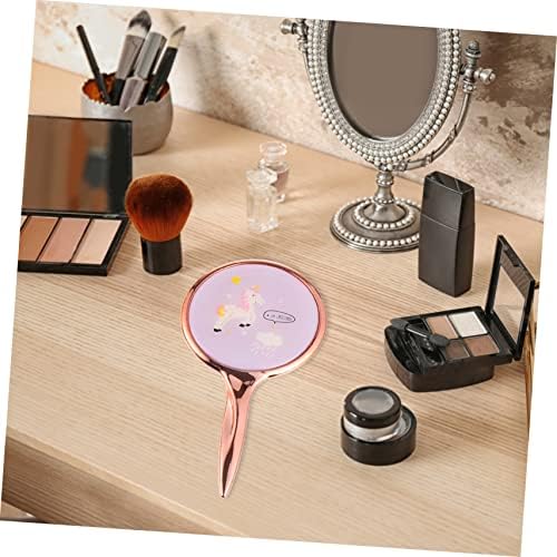 2Pcs Handheld Makeup Mirror with Handle for Travel and Home Use
