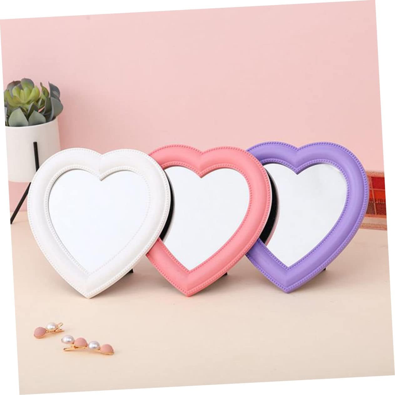 VANZACK Heart-Shaped Vanity Mirror Set for Desk and Wall 1