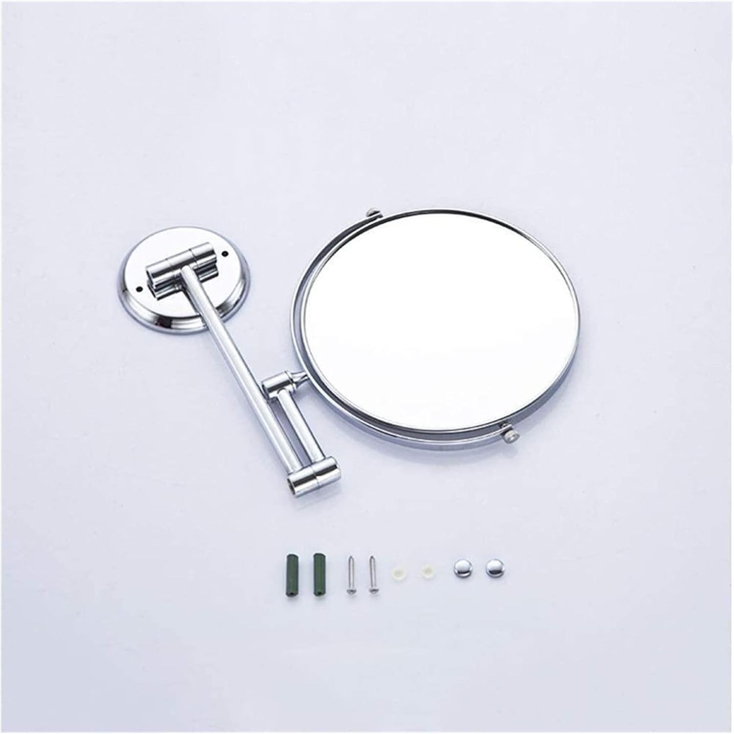 Wall-Mounted Double-Sided Chrome Mirror with Magnification