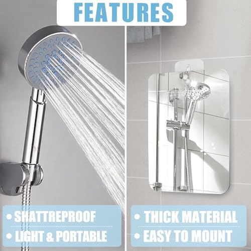 Betus Fogless Shower Mirror - Shatterproof Acrylic 8x6 Inch Pack of 2