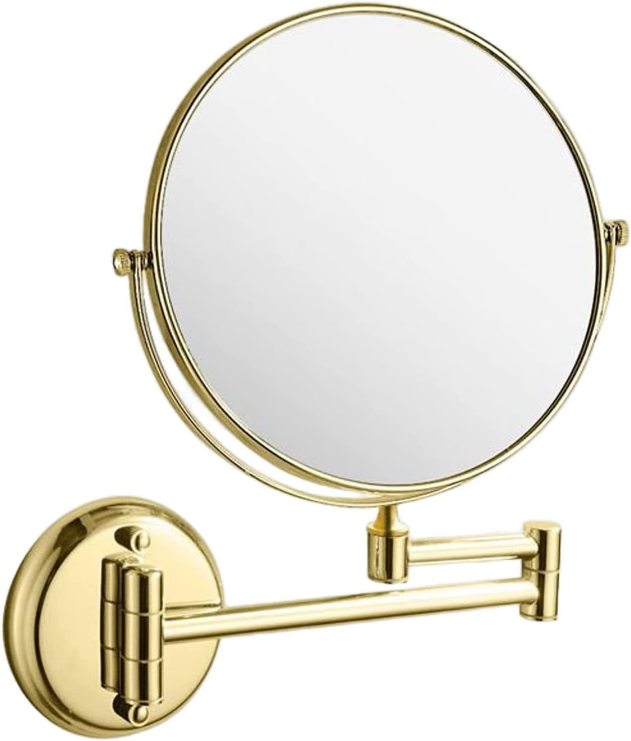 360 Rotating Gold Brass Makeup Mirror Wall Mount