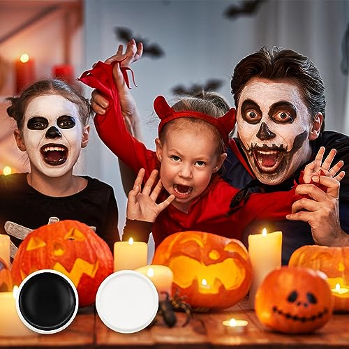 Paezm Face Paint Set - 25 oz Black White Halloween Makeup Kit