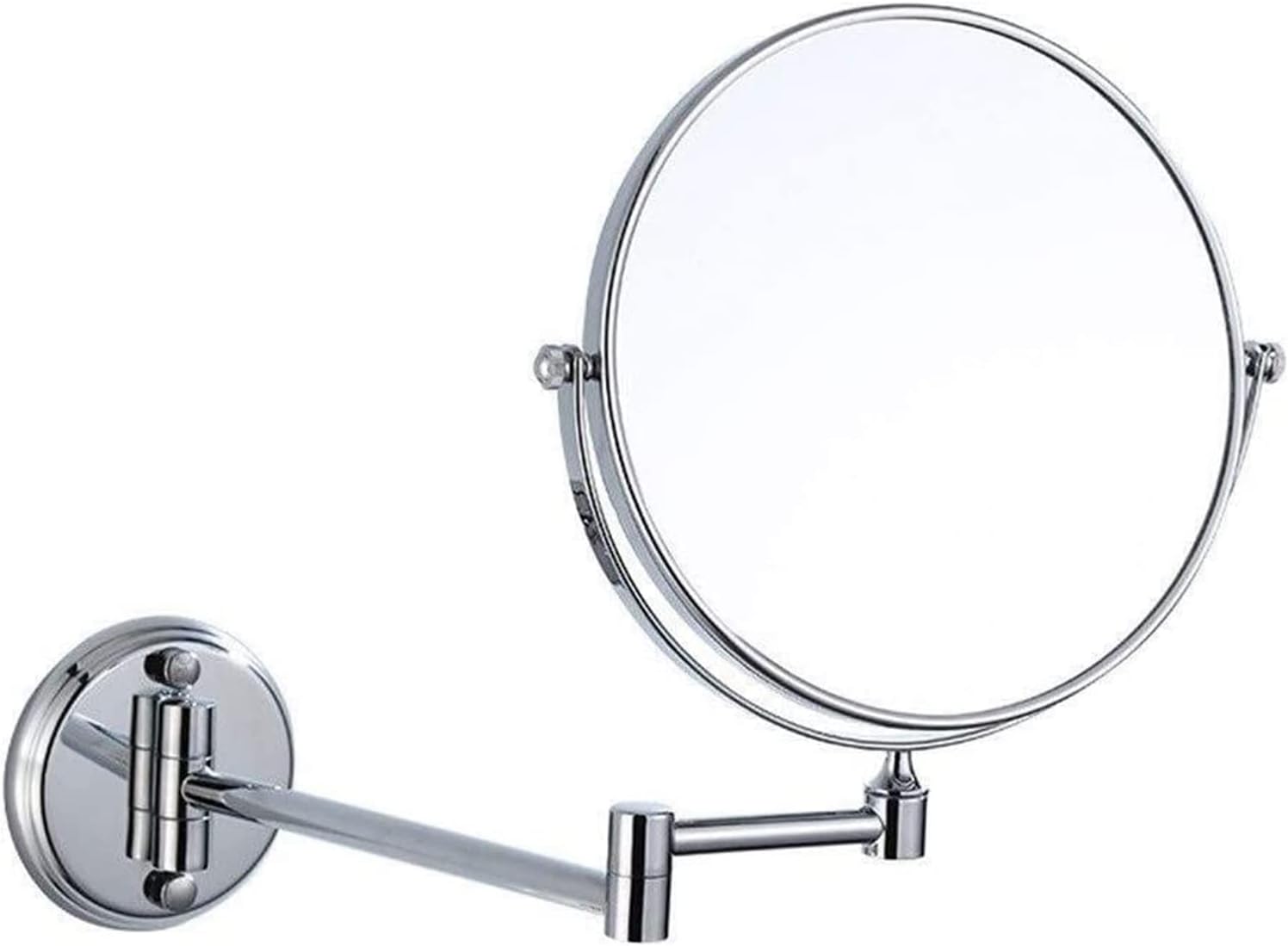 Wall-Mounted Double-Sided Chrome Mirror with Magnification
