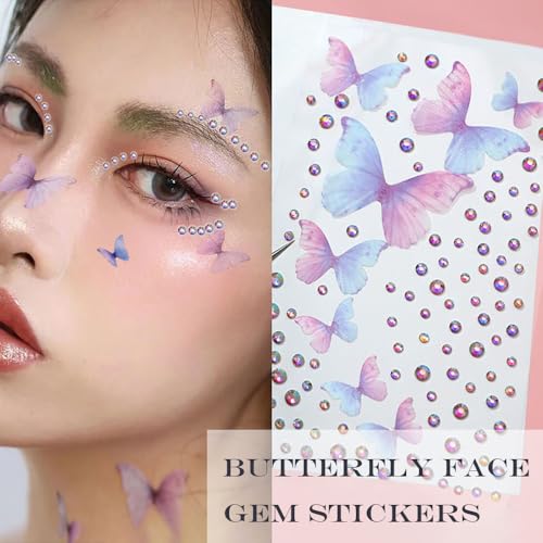 GELXGRIT Butterfly Gem Stickers 4 Sheets