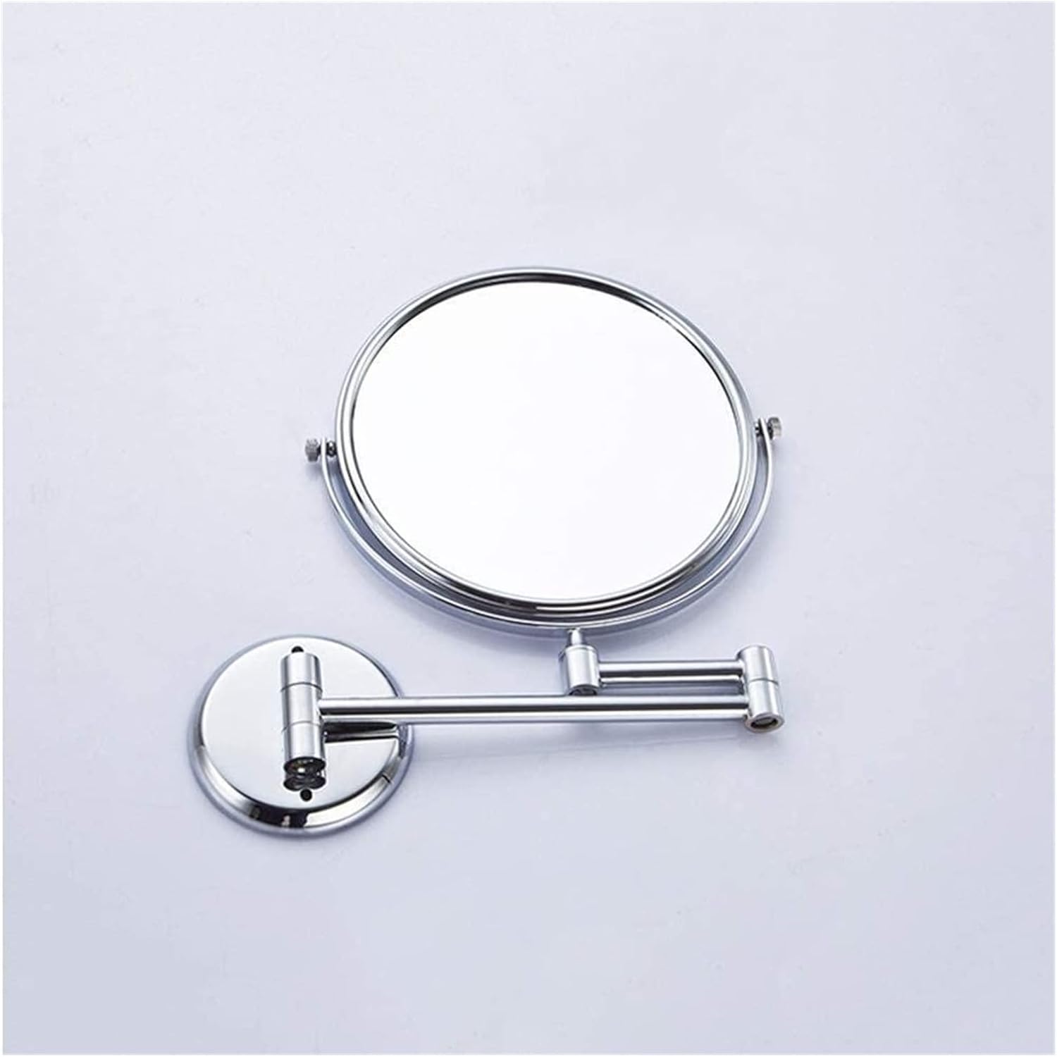 Wall-Mounted Double-Sided Chrome Mirror with Magnification
