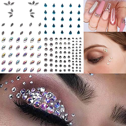 GLARYYEARS 10 Pack Face Gems Temporary Tattoos