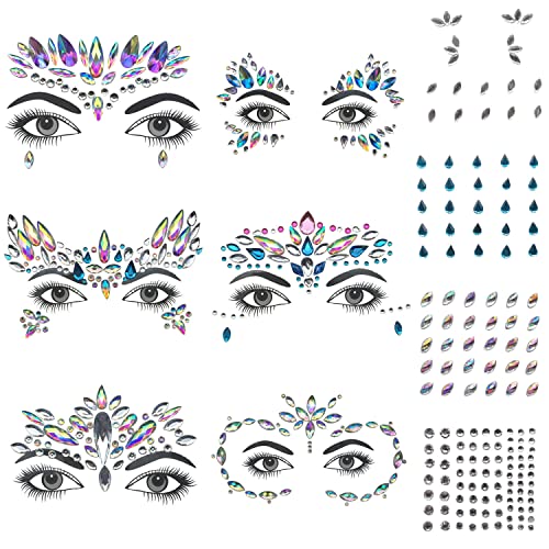 GLARYYEARS 10 Pack Face Gems Temporary Tattoos
