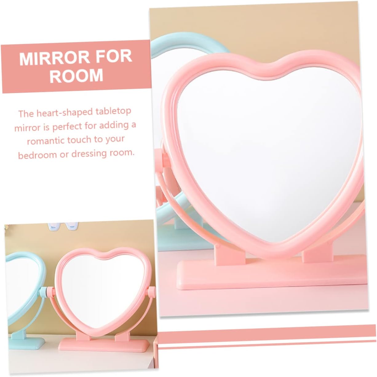 Vaguelly Heart Shaped Double Sided Vanity Mirror 1