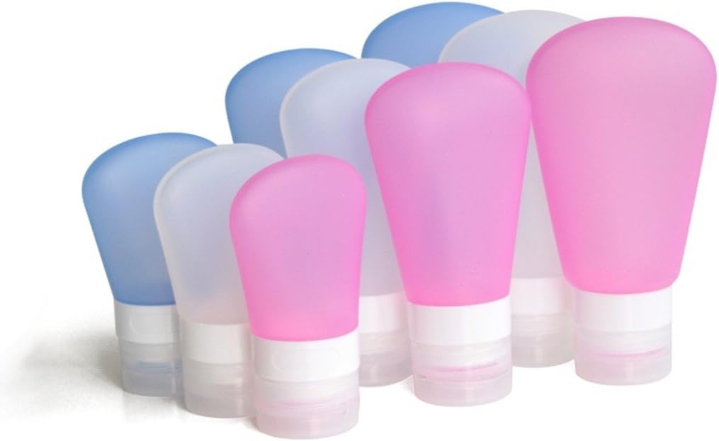 3 Pack Food Grade Squeeze Silicone Travel Bottles - 125OZ Pink White Blue