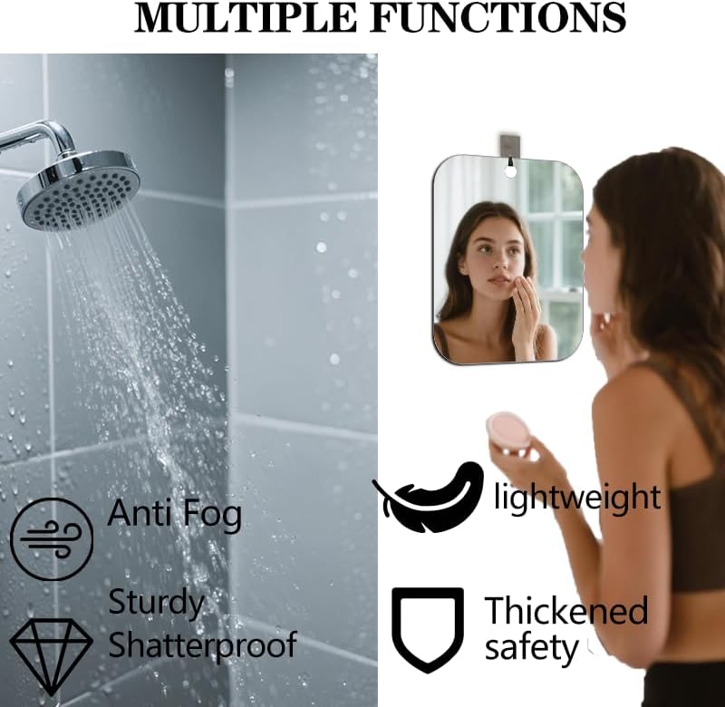 JIANGLAN Fogless Shower Mirror 93x75 for Shaving Makeup