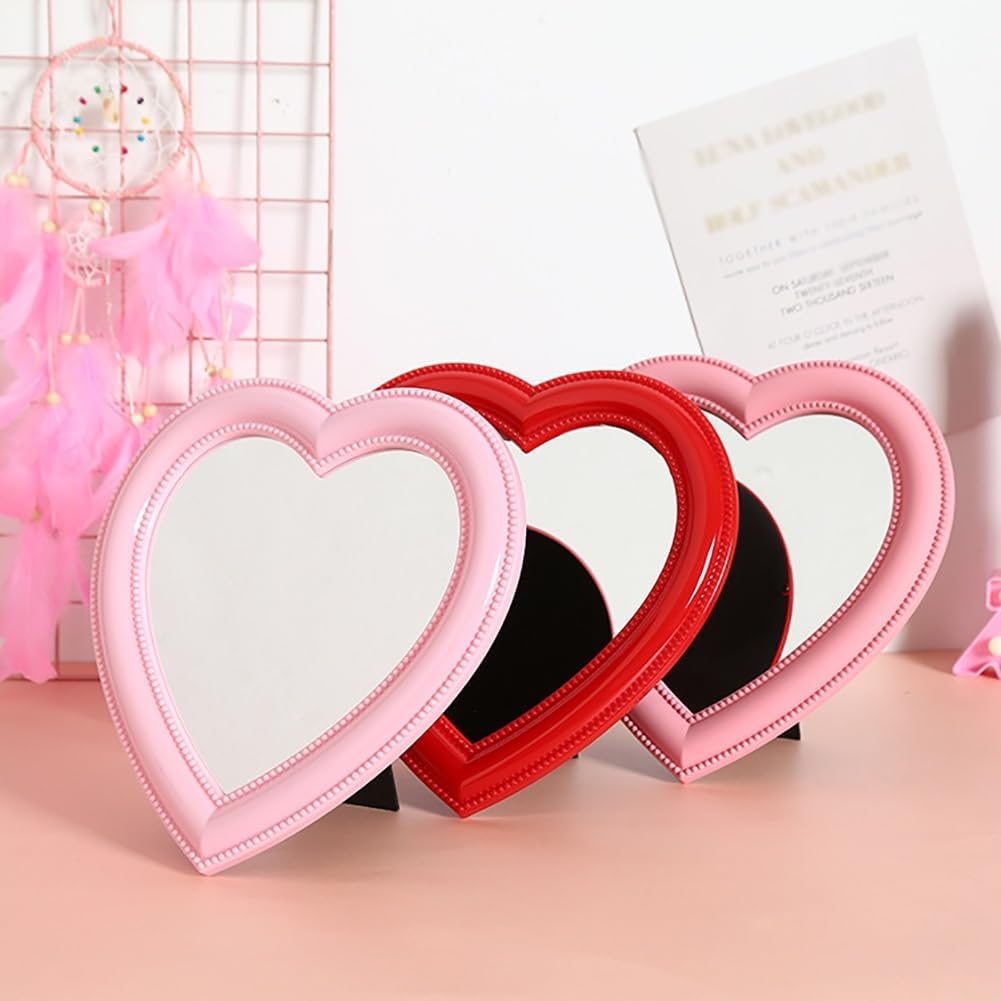 Heart Shaped Makeup Mirror Wall and Table Top Mount