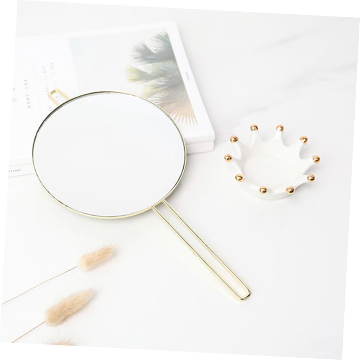 Beaupretty Handheld Round Makeup Mirror
