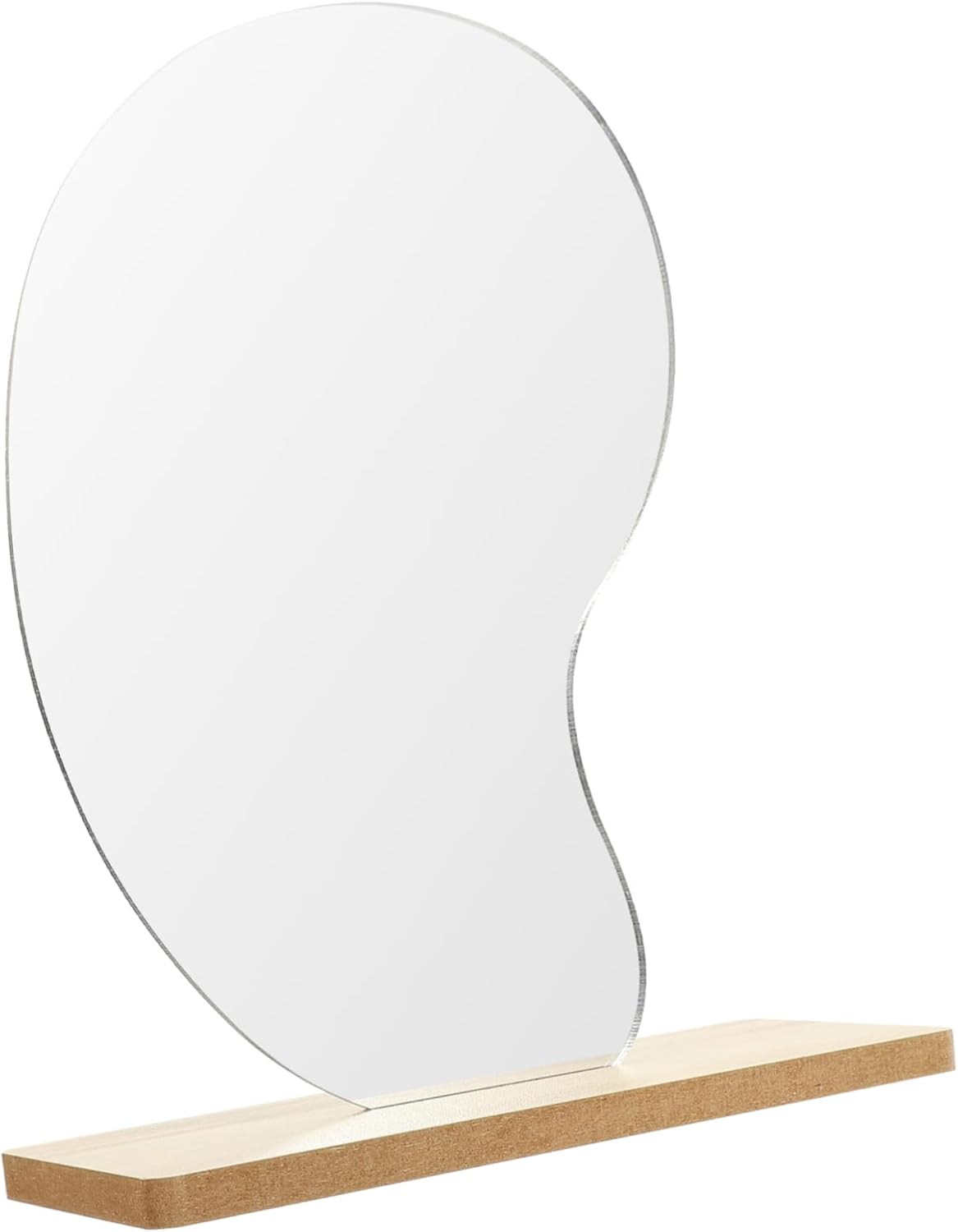 Healifty Wooden Base Desktop Cosmetic Mirror 1