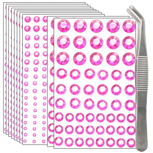 NIACONN 1760 Pcs Peach Rhinestone Hair Gems Stickers