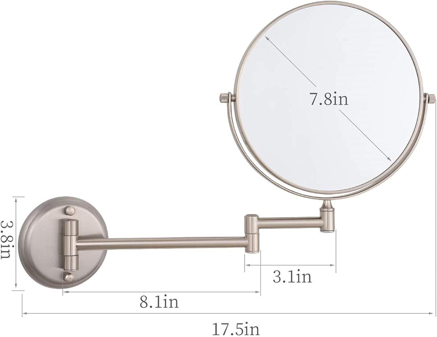 NOVOCE 8 Inch Double Sided Makeup Mirror with 3X Magnification