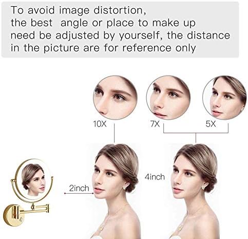 DEIHGE Wall-Mounted Makeup Mirror with LED Light and 360 Swivel