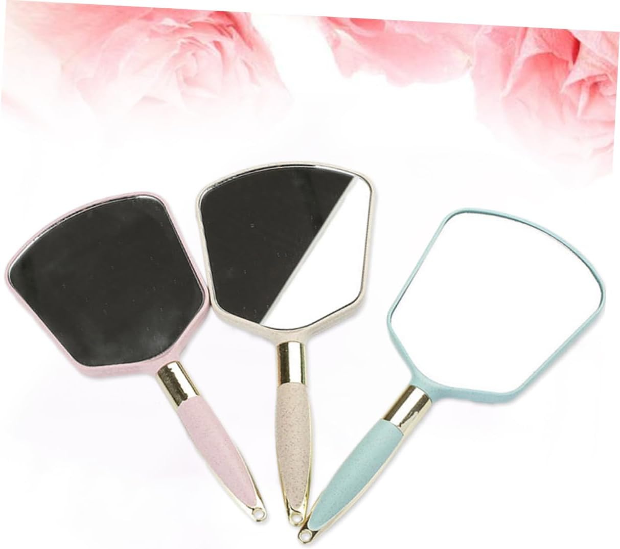 VINTORKY Ergonomic Handle Makeup Mirror Travel Portable Wall-Mounted with Hook