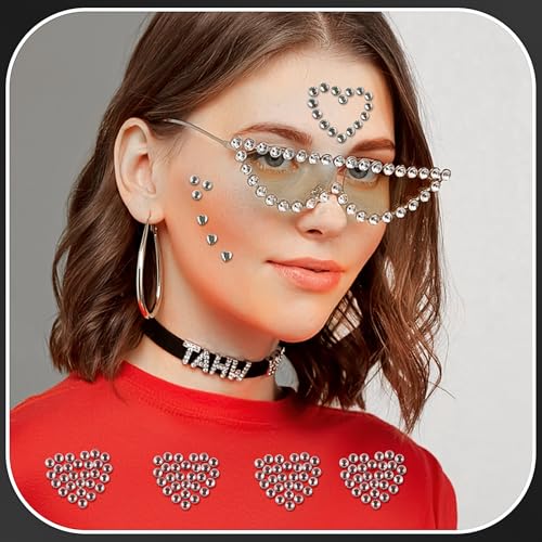Gaduupa 3 Sheets Face Rhinestone Stickers White