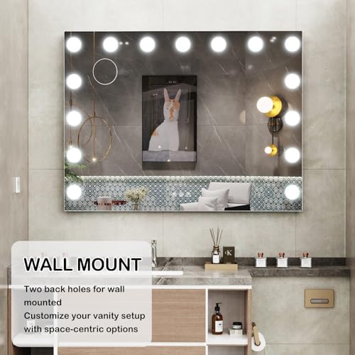 Vanity Mirror with 15 LED Makeup Lights and USB Charging Gold
