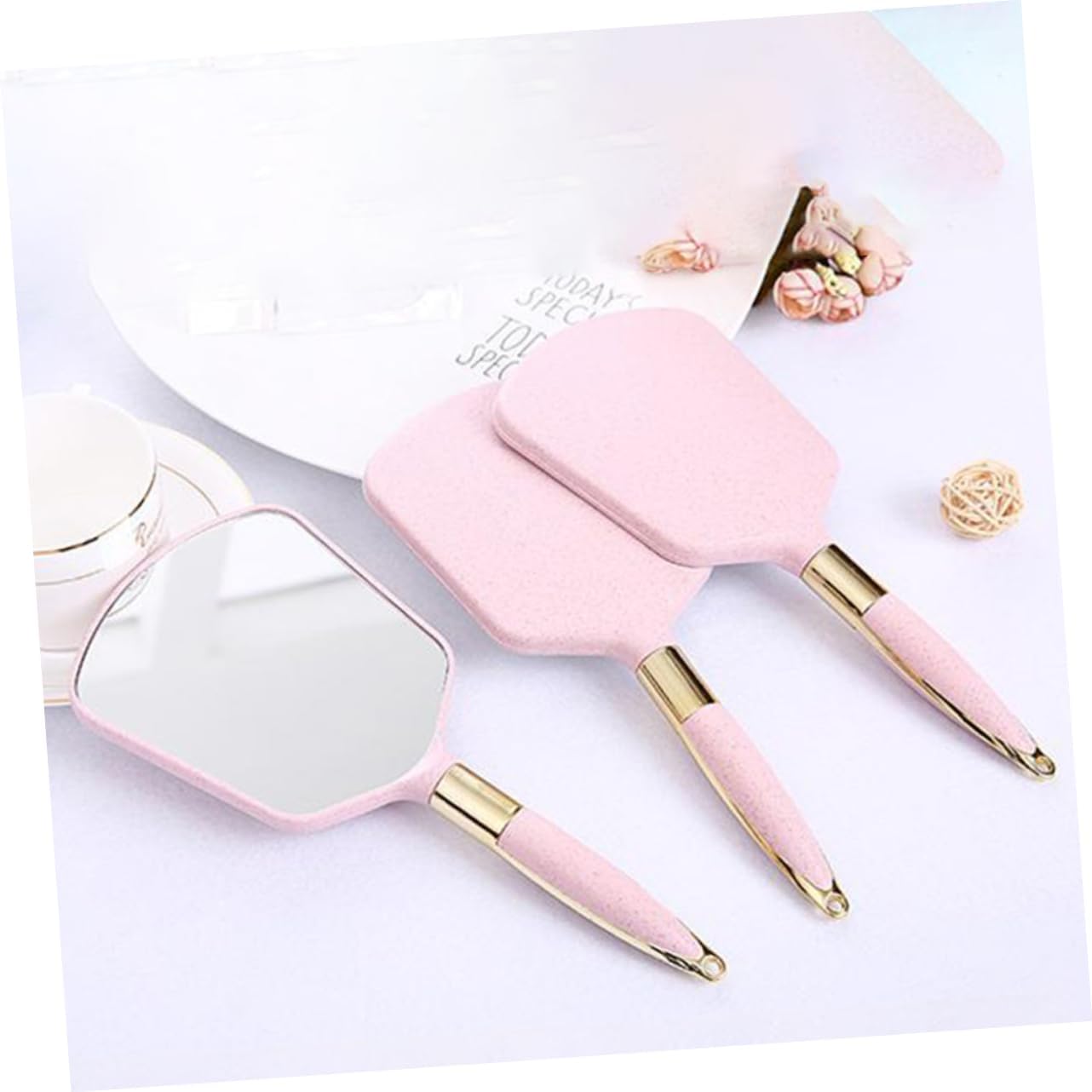 BESTYASH Handheld Vanity Mirror with Hook for Travel and Home Use