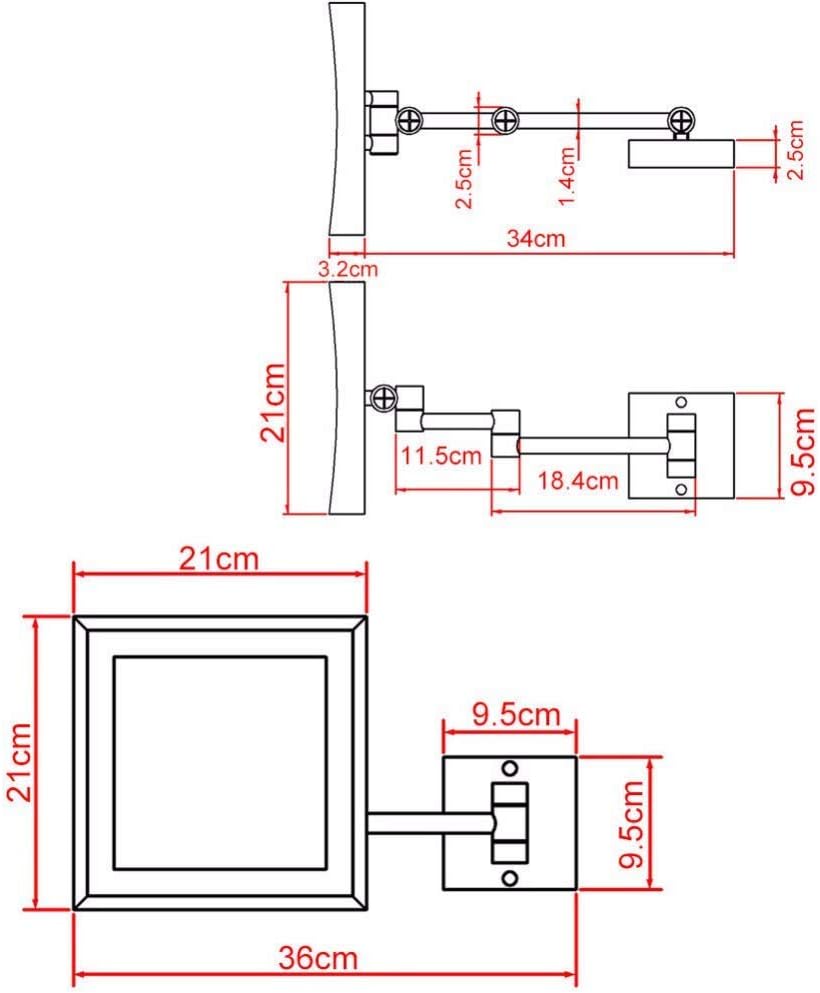 ZADIKO Wall Vanity Mirror with 3X Magnification and LED Light