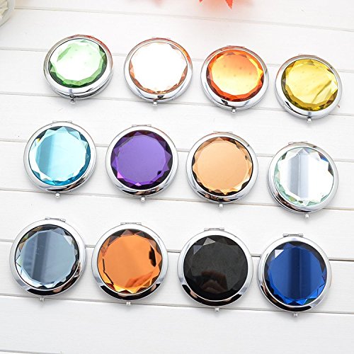 MELADY Mini Portable Makeup Crystal Metal Double Sides Mirrors