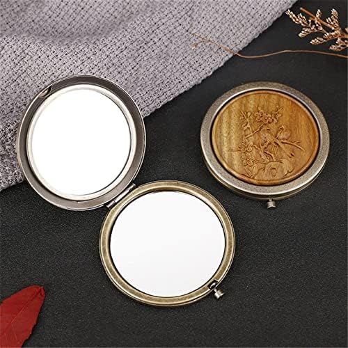 SMDSAZ Vintage Wooden Carving Compact Mirror