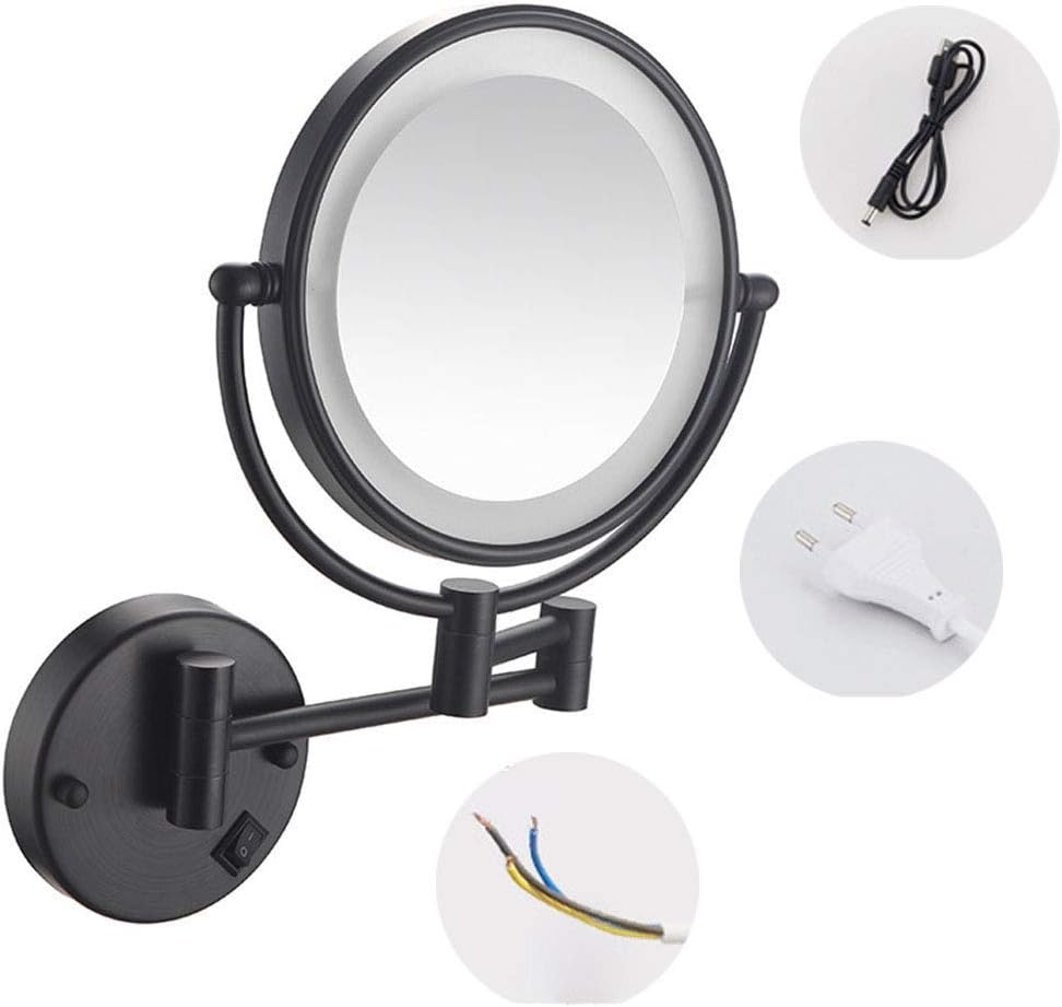 8 Inch LED Makeup Mirror with Magnification and Locking Suction