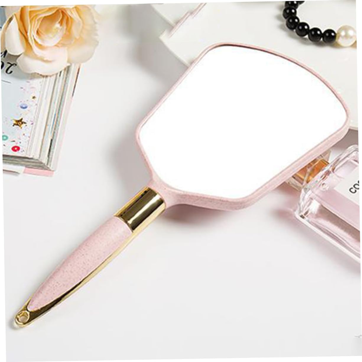 VINTORKY Ergonomic Handle Makeup Mirror Travel Portable Wall-Mounted with Hook