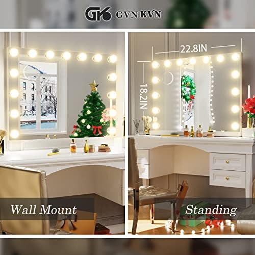 Vanity Mirror with 15 LED Makeup Lights and USB Charging Gold