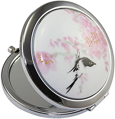 ADAMAI Cute Chinese Landscape Flower Bird Handhold Cosmetic Mirror