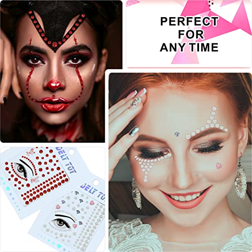 WIDELY TOY Christmas Face Gems 8 Sets Glitter Stick On