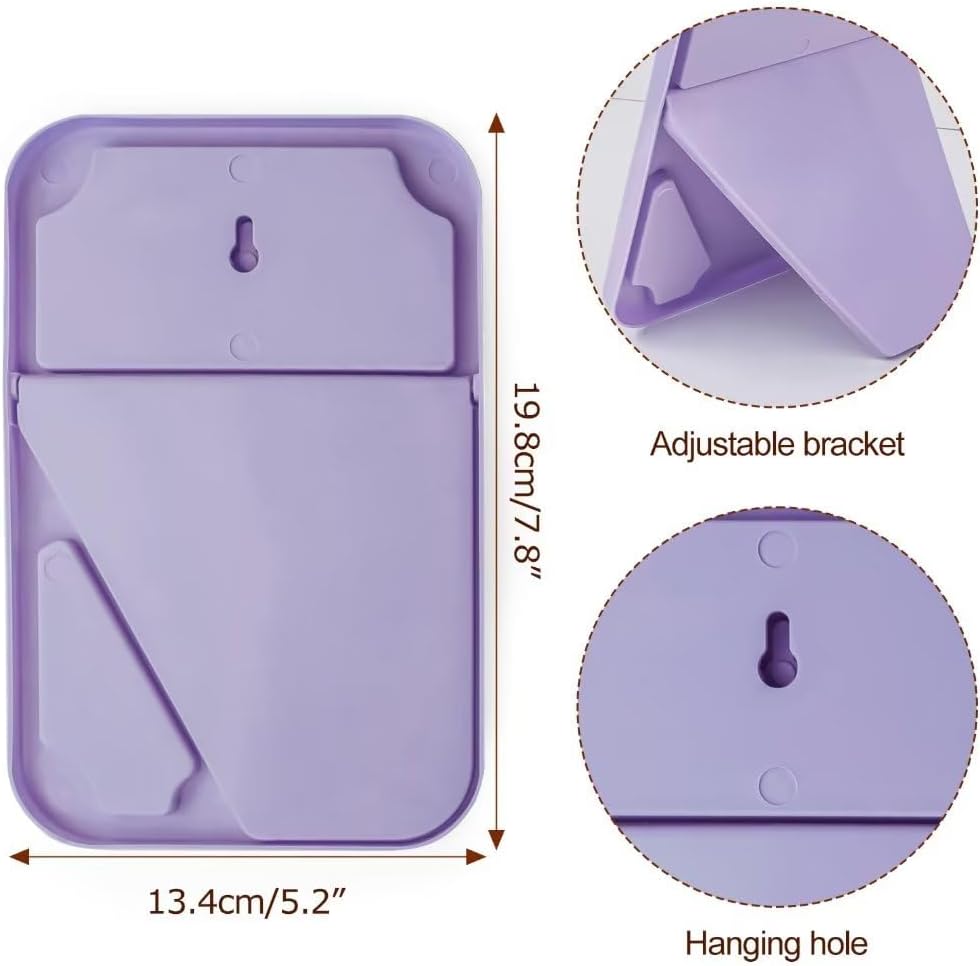8 Inch Travel Makeup Mirror with Stand and Wall Hanging Purple
