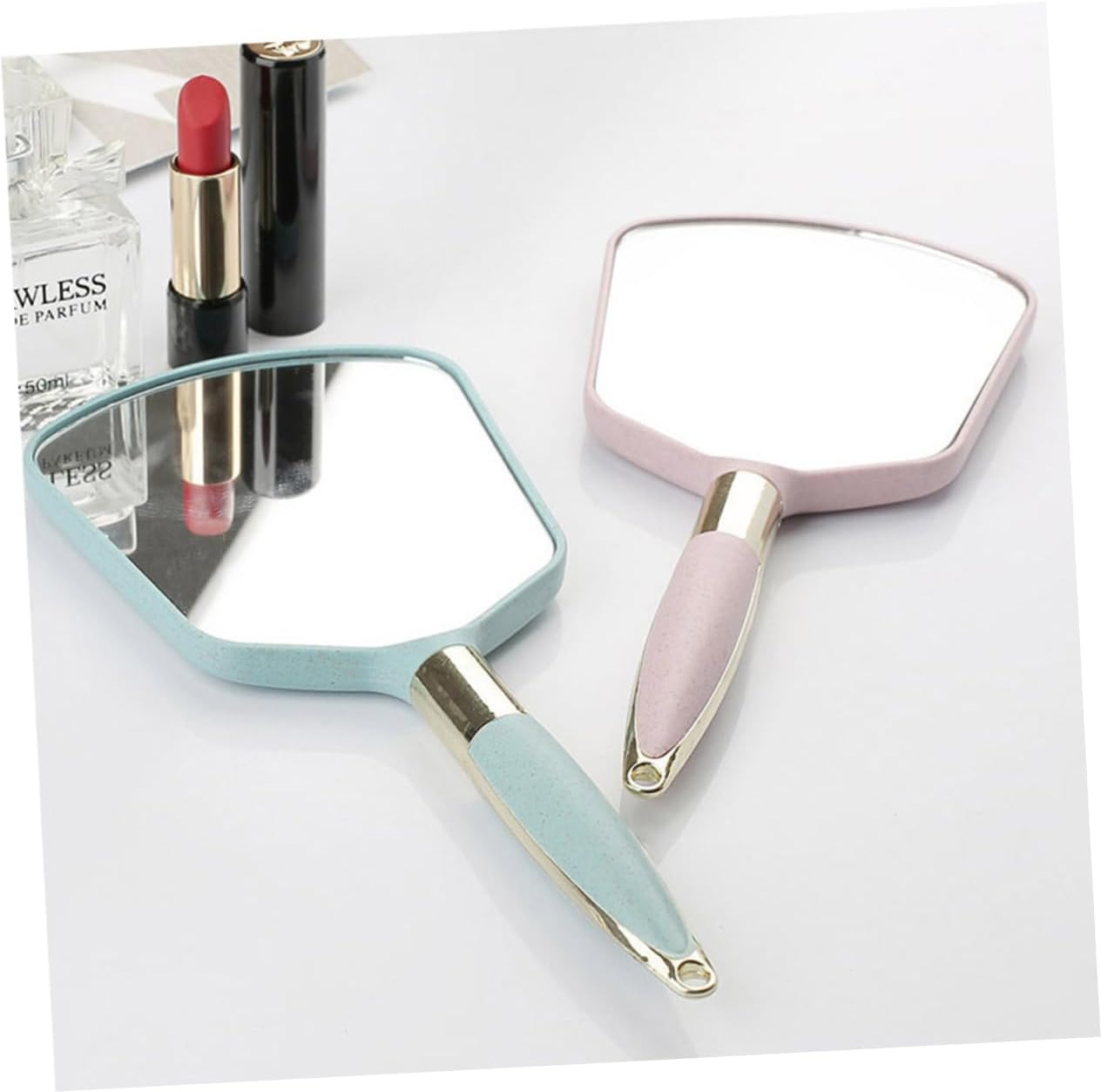 VINTORKY Ergonomic Handle Makeup Mirror Travel Portable Wall-Mounted with Hook